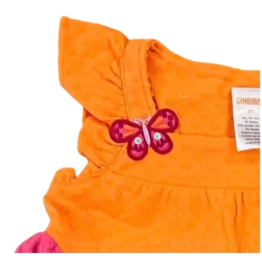 NWT Gymboree Orange & Pink Colorblock Jacquard Tiered Dress -